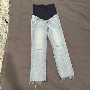 Pinkblush Light Blue Distressed Knee Maternity Jeans Size 27